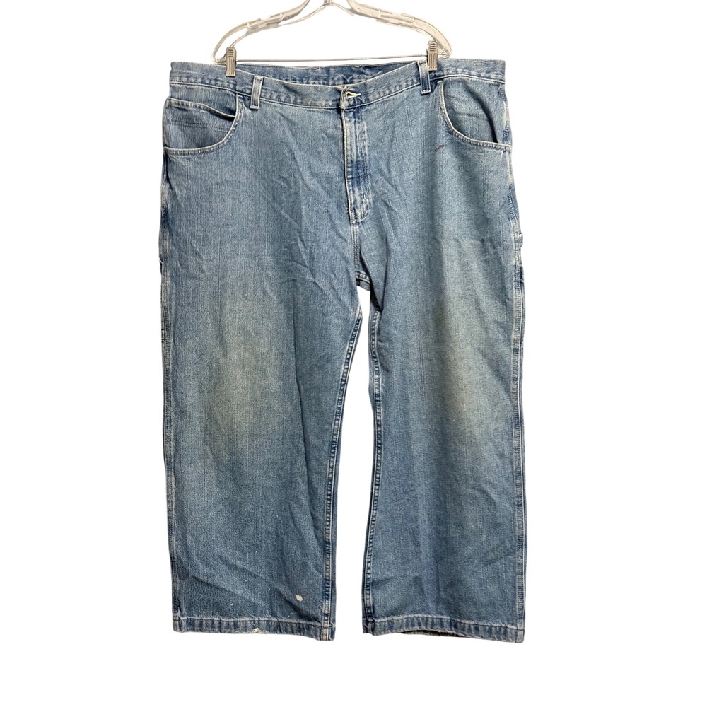 Vintage Faded Glory Mens Carpenter Jeans 48x30 Light Wash Blue Denim‎ Wide Leg